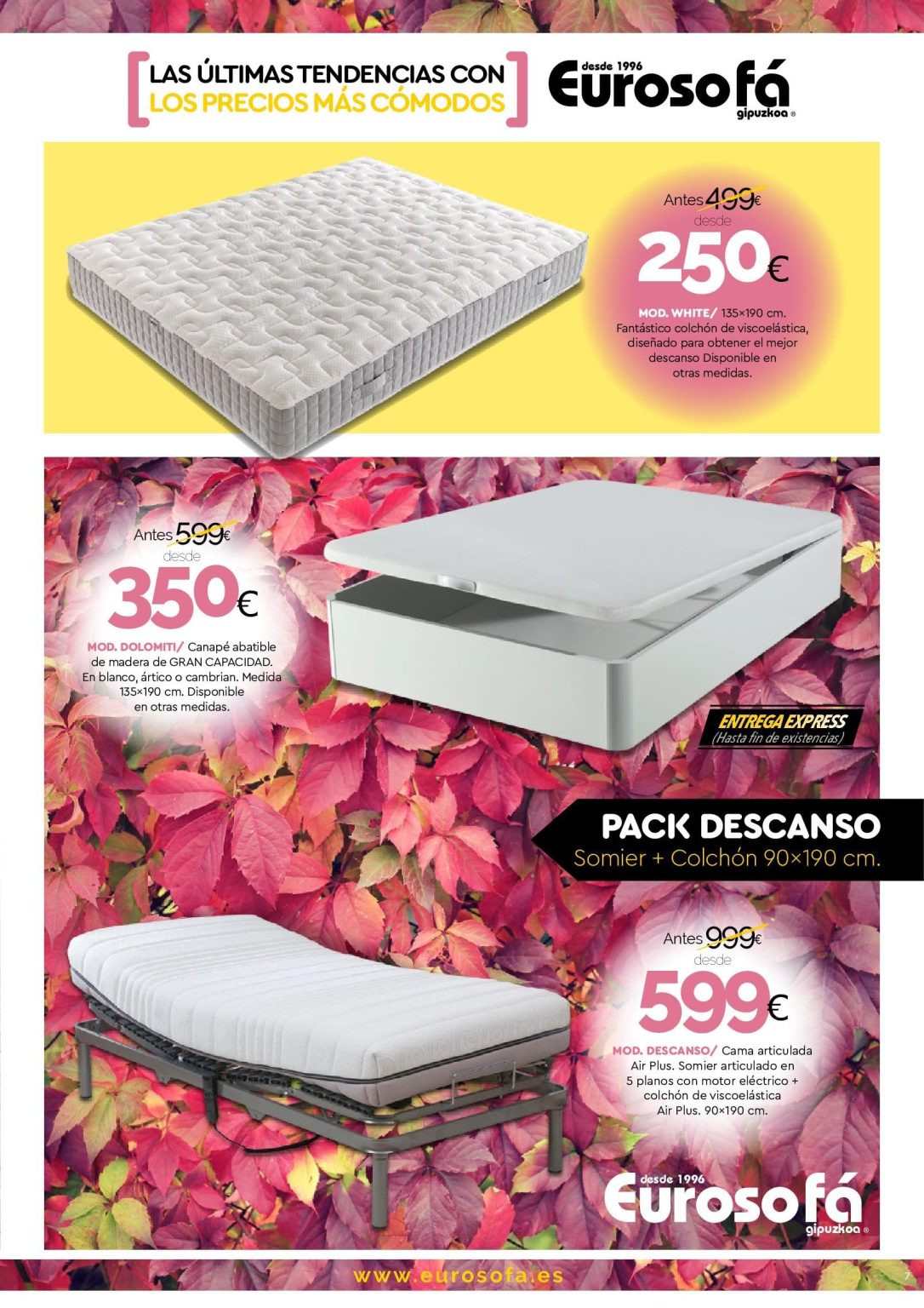 Sofás, butacas y colchones muy baratos. EUROSOFA GIPUZKOA